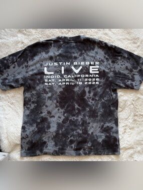 SKYLRK Justin Bieber Coachella Black & Gray Tie-Dye Crewneck T-Shirt